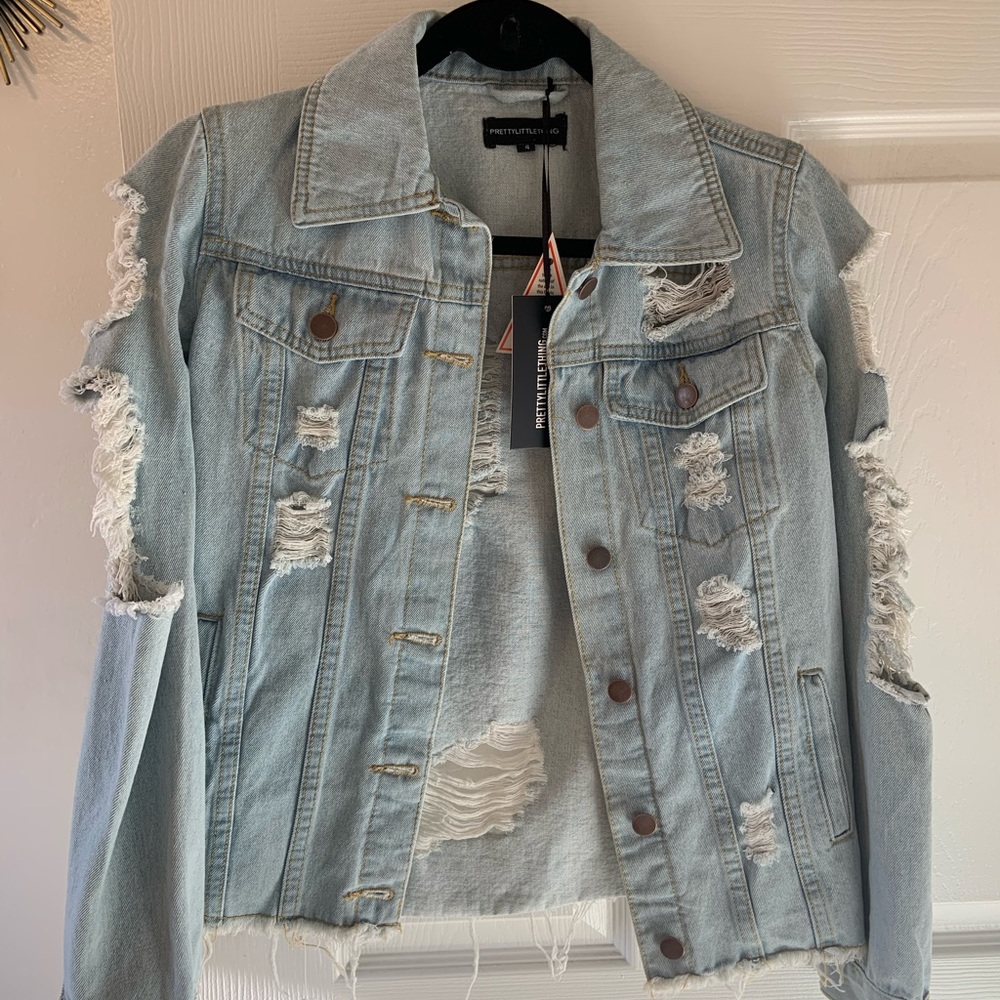 Pretty Little Thing Distressed Jean Jacket